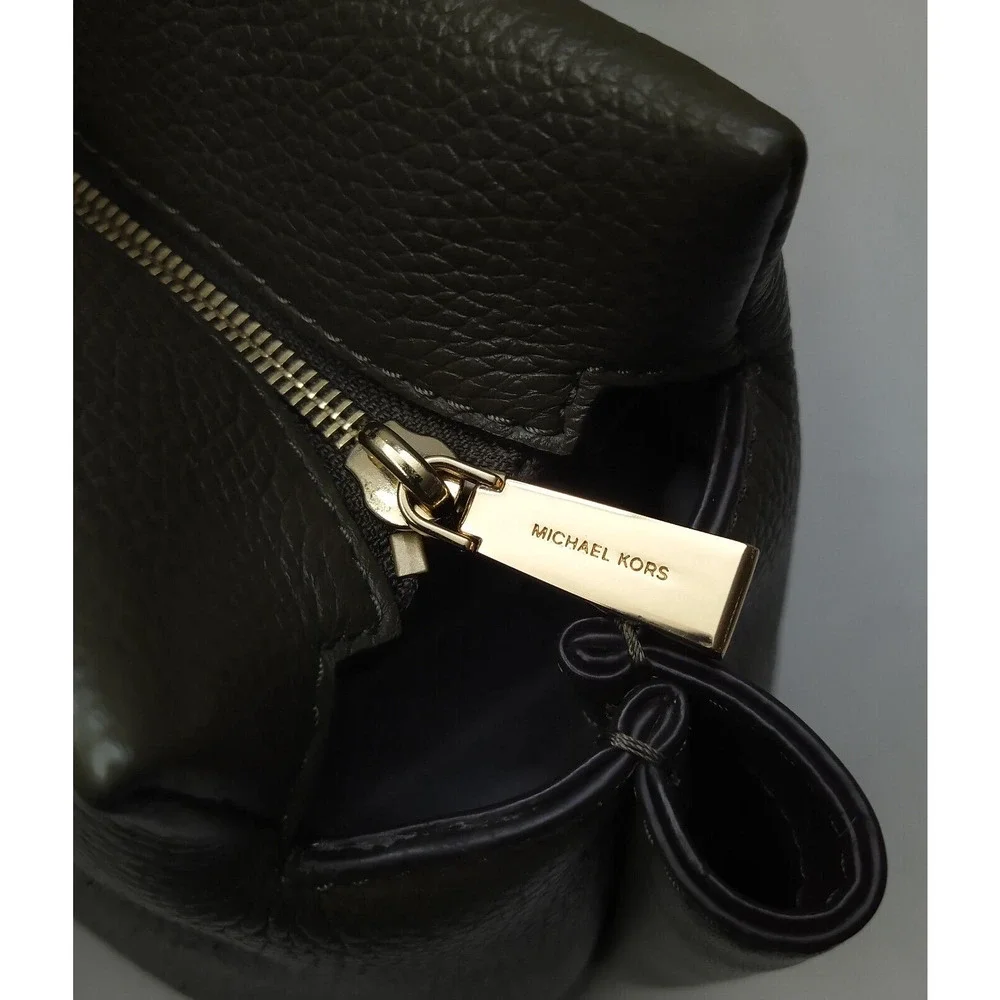 Michael Kors Rollins Olive Green Pebbled Leather Double Handles Satchel Bag